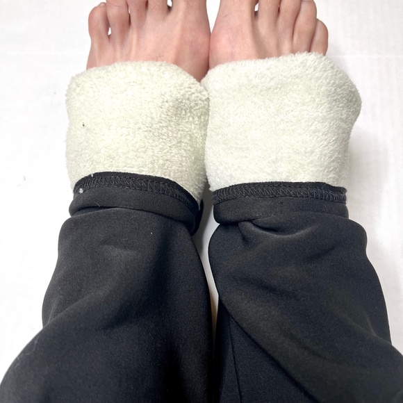 Black Fleece Lined Leg Warmers Warm Leggings Long Thigh Highs Slouch Socks Warm - Picture 7 of 8